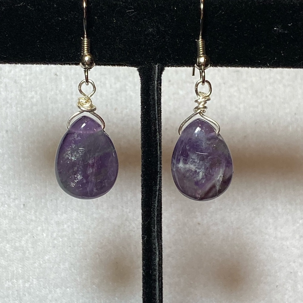 SJC Amethyst Earrings w/StainSteel Ear Wires